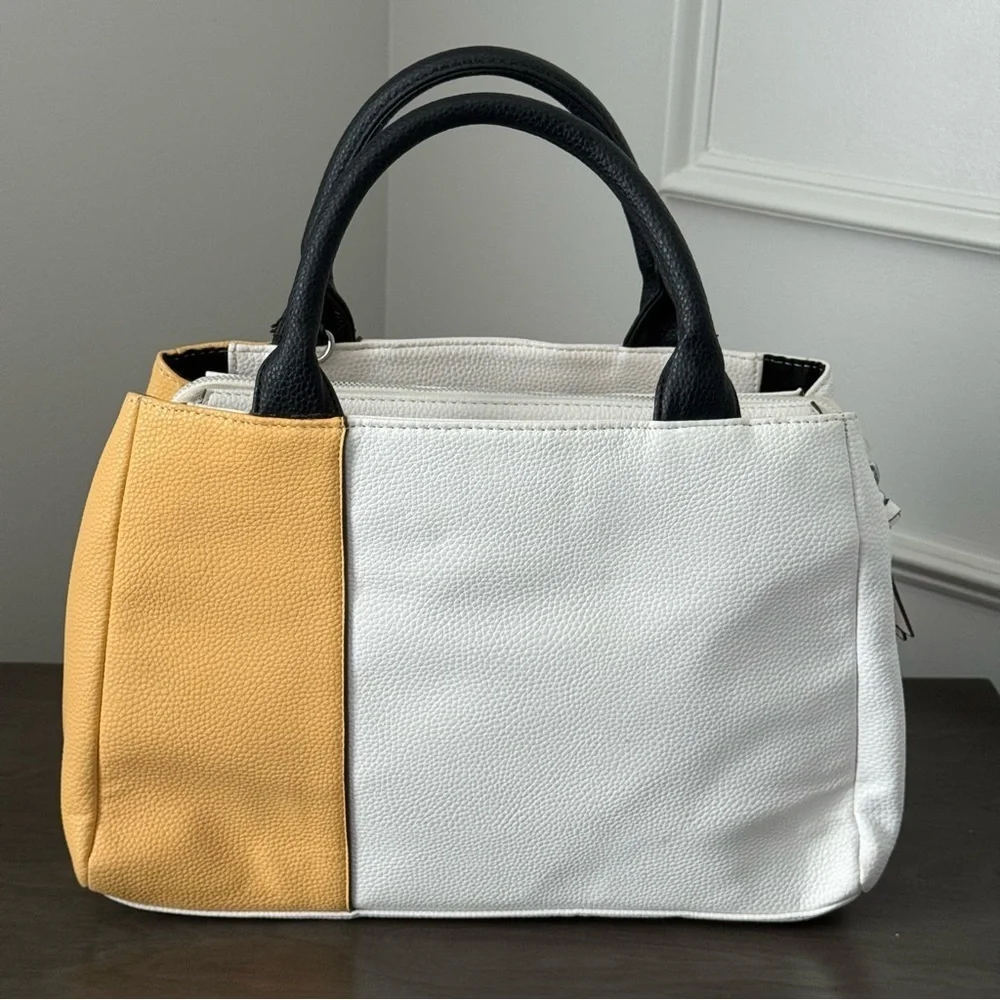 Tahari Two-Tone in Yellow & White Leather Handbag Crossbody